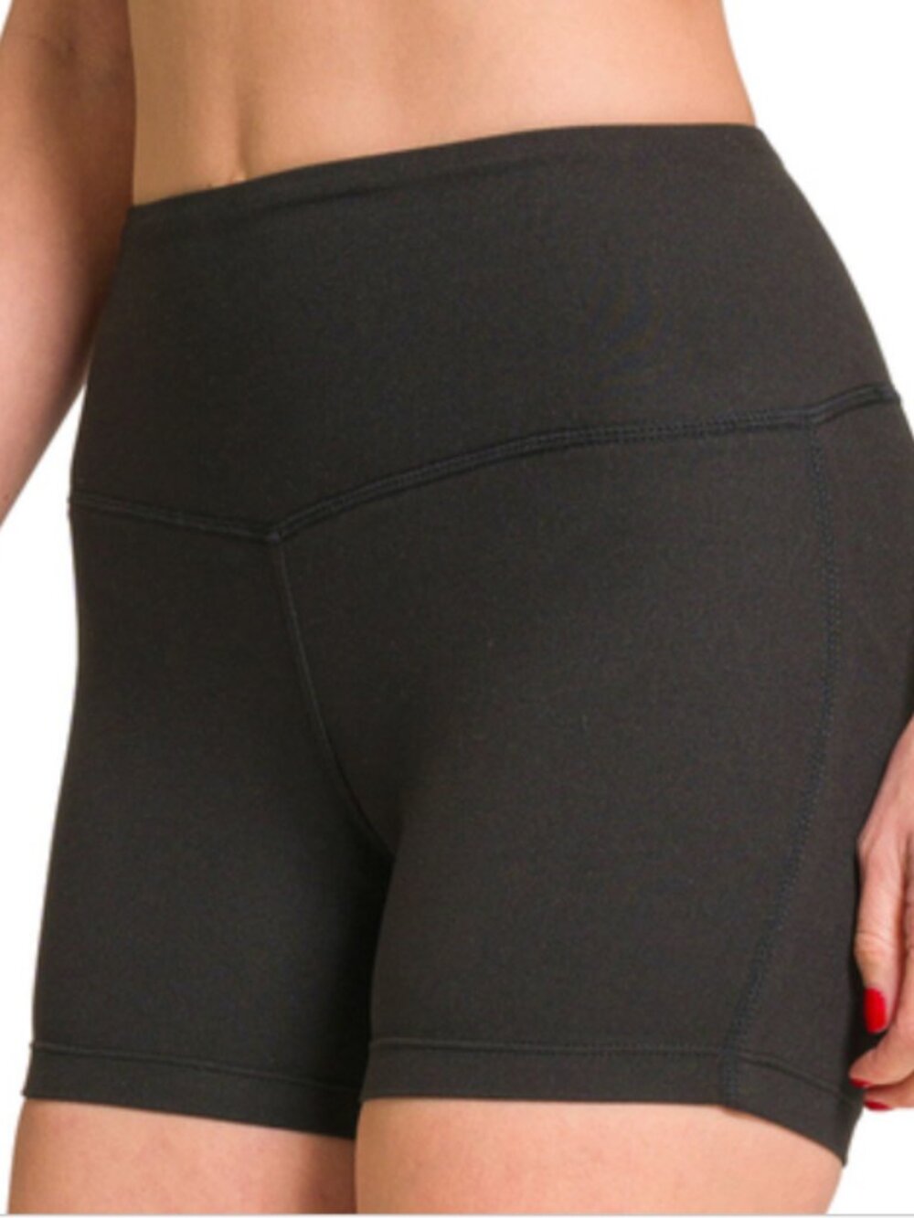 ZENANA Brushed microfiber wide waistband biker shorts